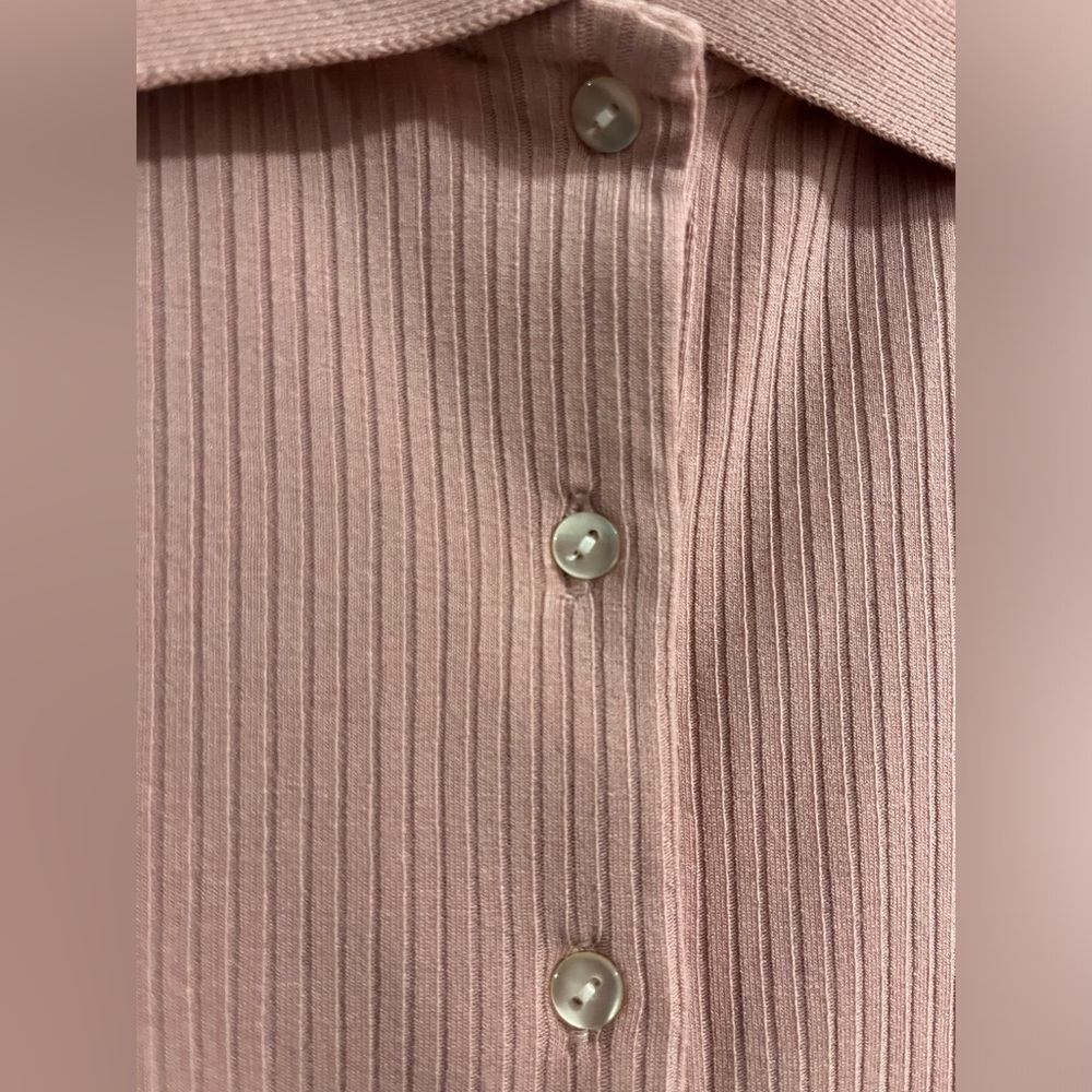 Lacoste Pink Ripped Short Sleeve Polo With Tie Front Size S , NWT - Picture 7 of 9